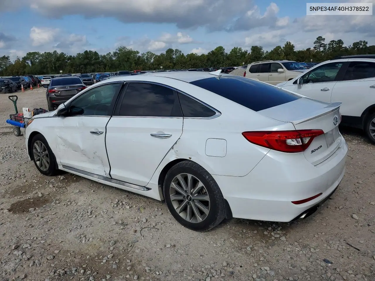 2016 HYUNDAI SONATA VIN 5NPE34AF4GH378522 — фото 2