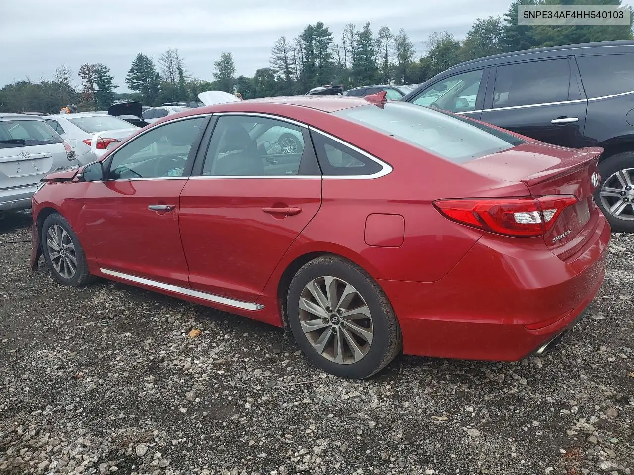 2017 HYUNDAI SONATA VIN 5NPE34AF4HH540103 — фото 2