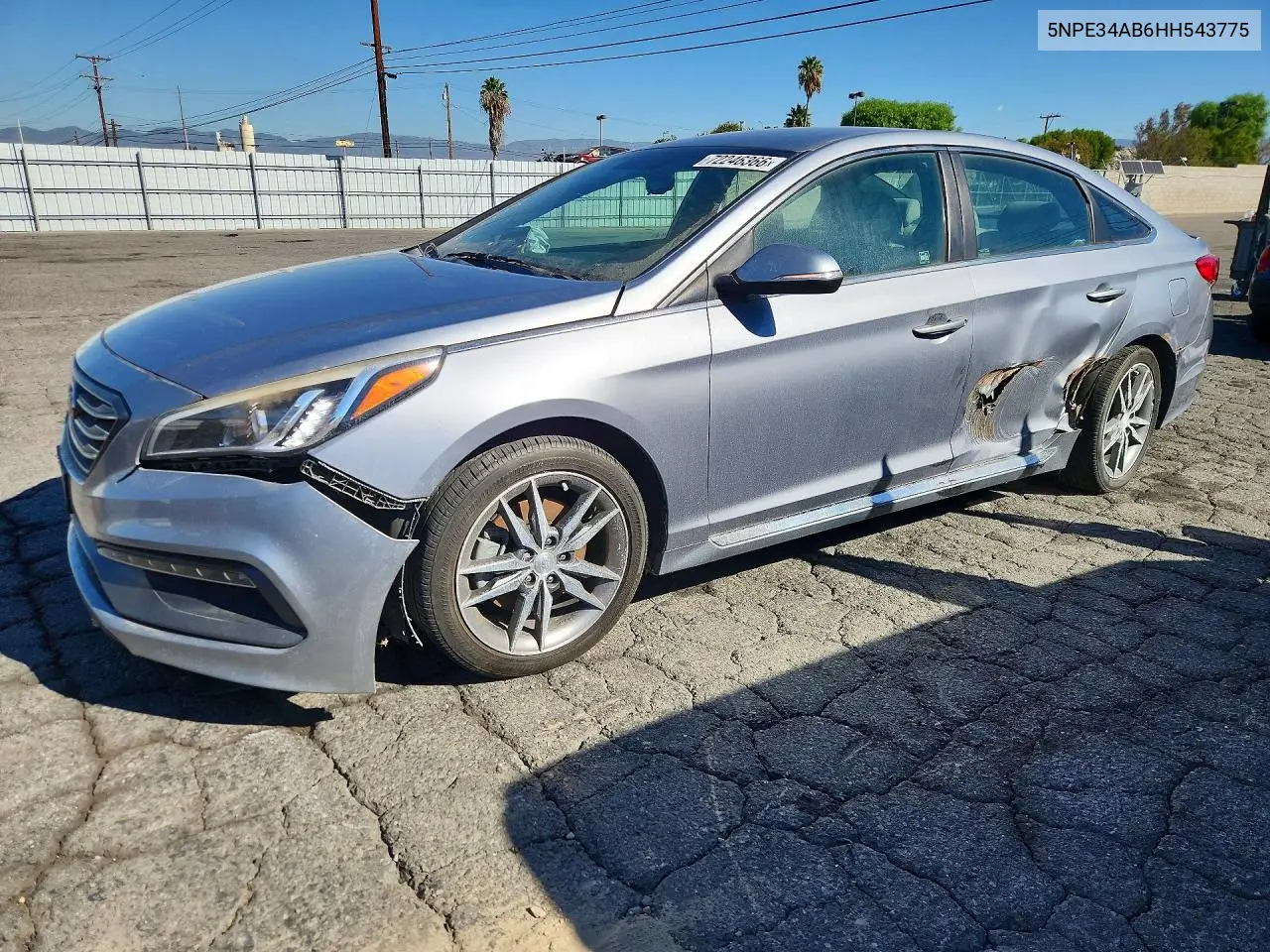 HYUNDAI SONATA 2017, VIN 5NPE34AB6HH543775