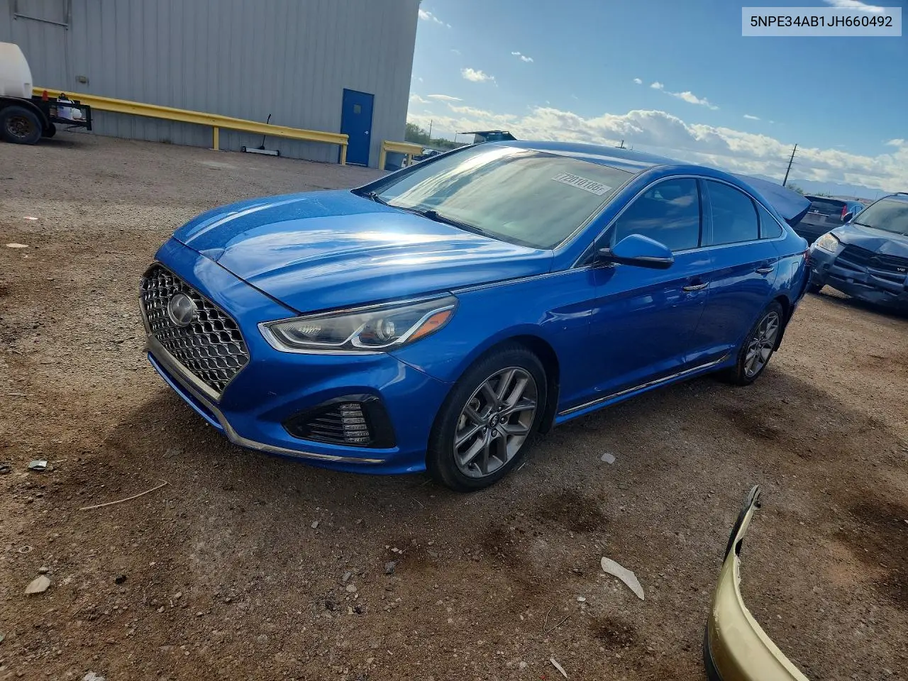 HYUNDAI SONATA 2018, VIN 5NPE34AB1JH660492