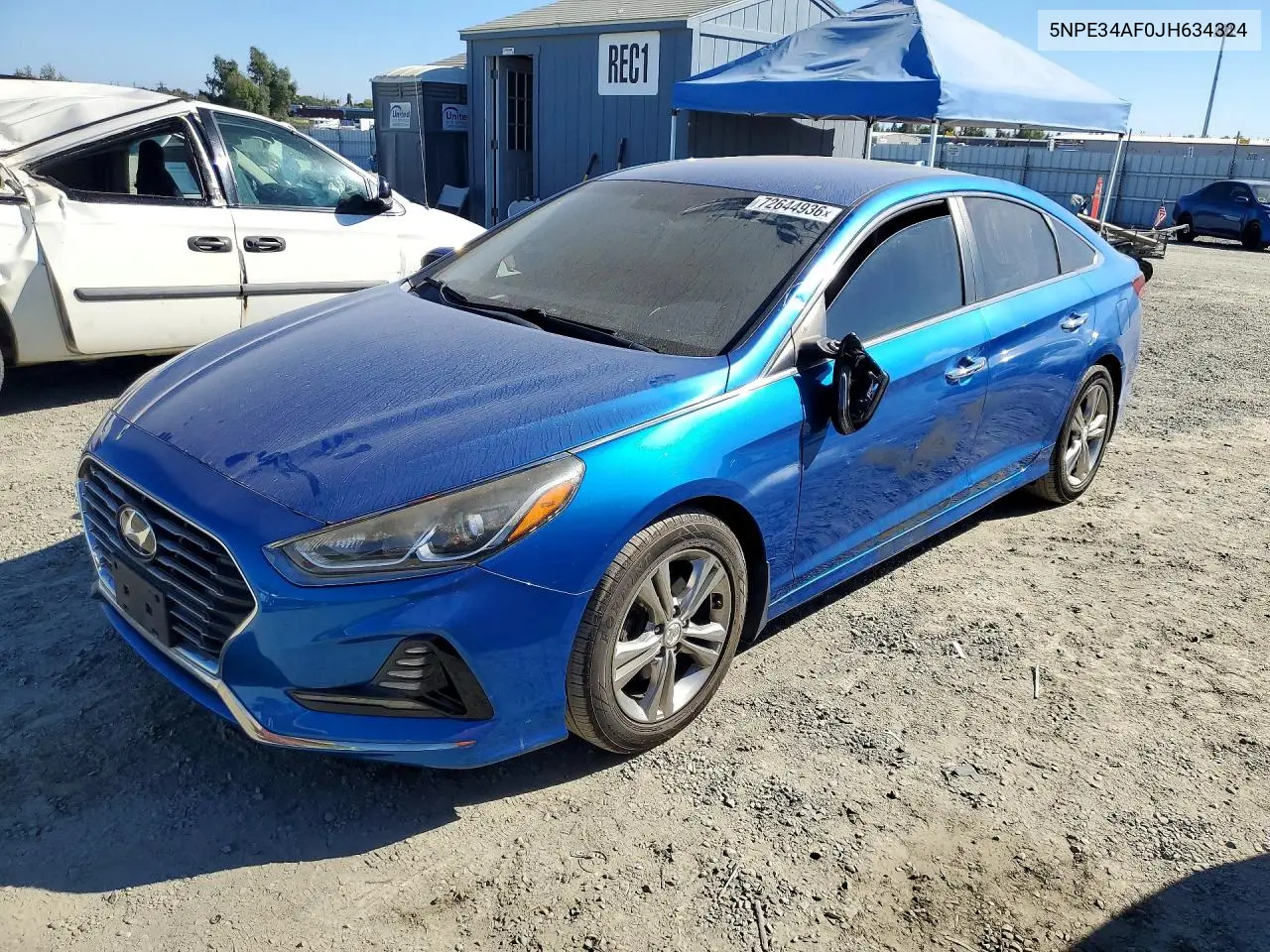 HYUNDAI SONATA 2018, VIN 5NPE34AF0JH634324