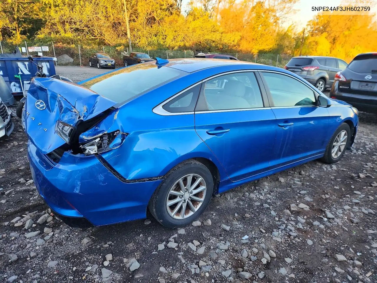 2018 HYUNDAI SONATA VIN 5NPE24AF3JH602759 — фото 3