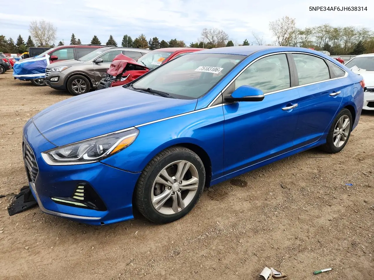 HYUNDAI SONATA 2018, VIN 5NPE34AF6JH638314