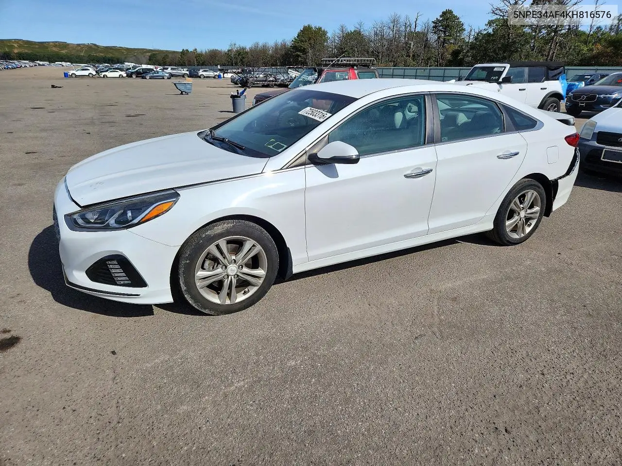 HYUNDAI SONATA 2019, VIN 5NPE34AF4KH816576