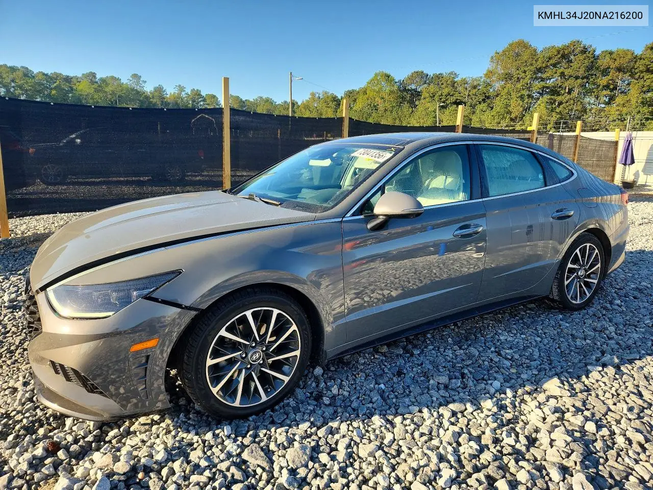 HYUNDAI SONATA 2022, VIN KMHL34J20NA216200