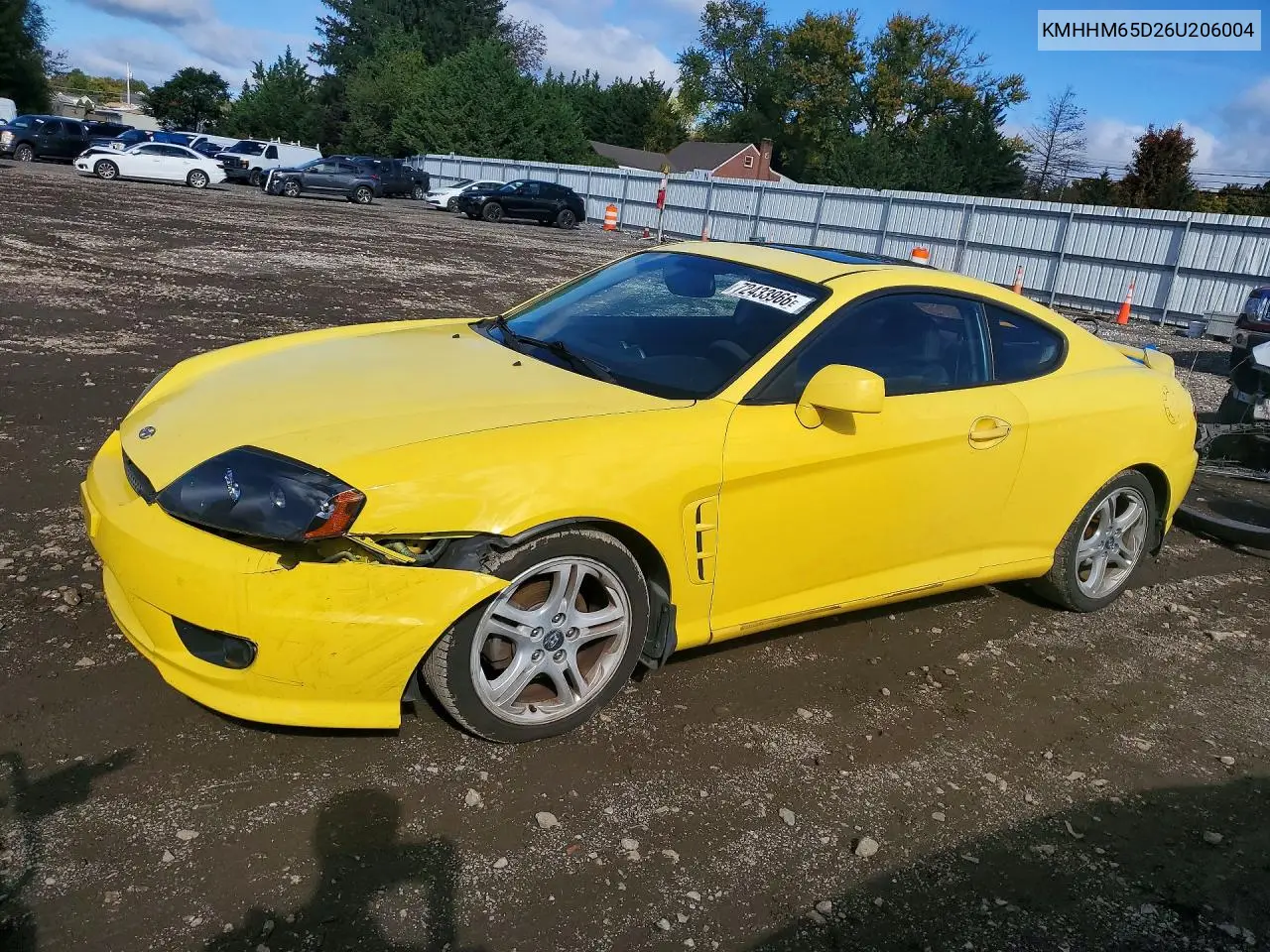 HYUNDAI TIBURON 2006, VIN KMHHM65D26U206004