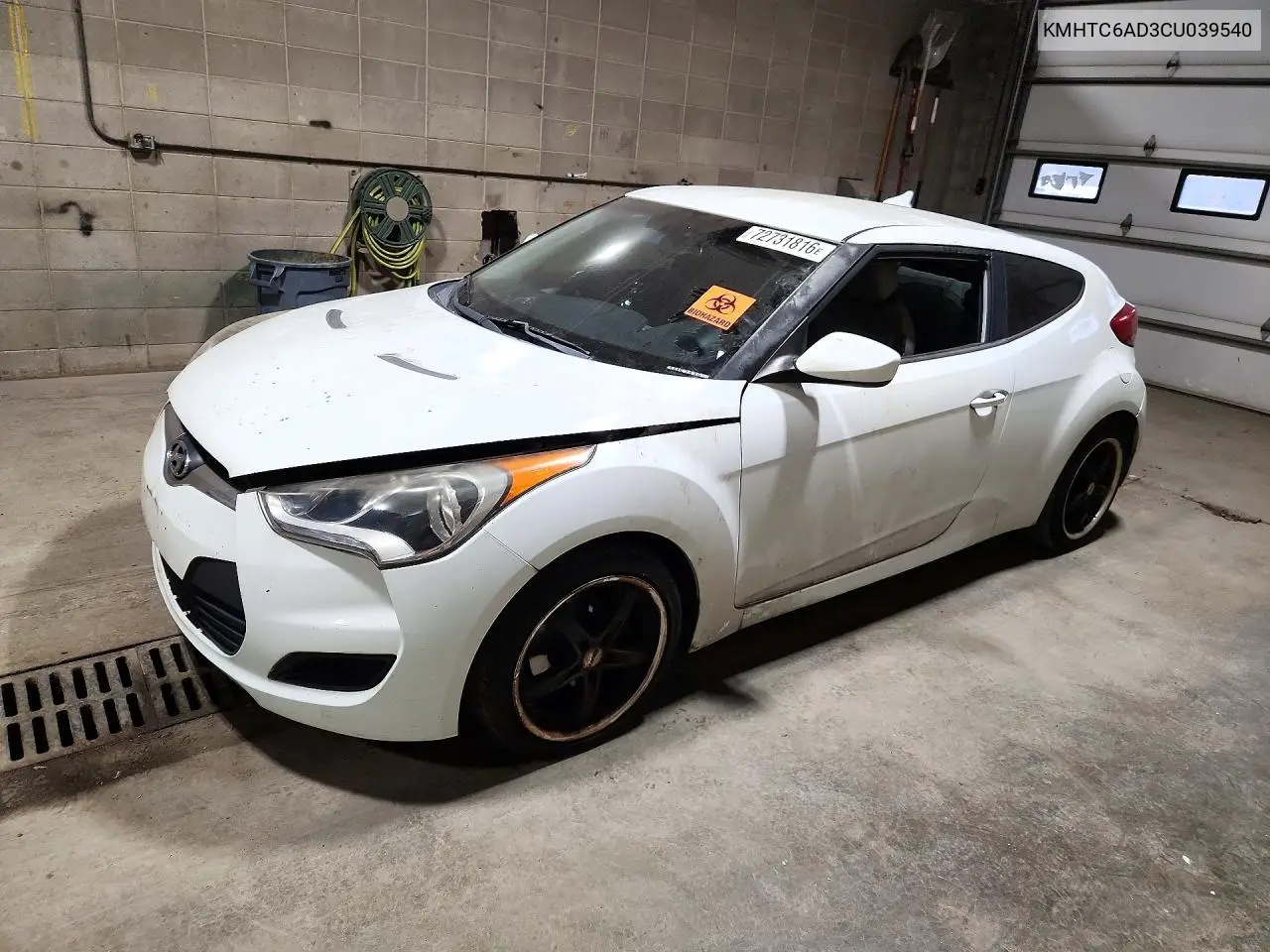 HYUNDAI VELOSTER 2012, VIN KMHTC6AD3CU039540