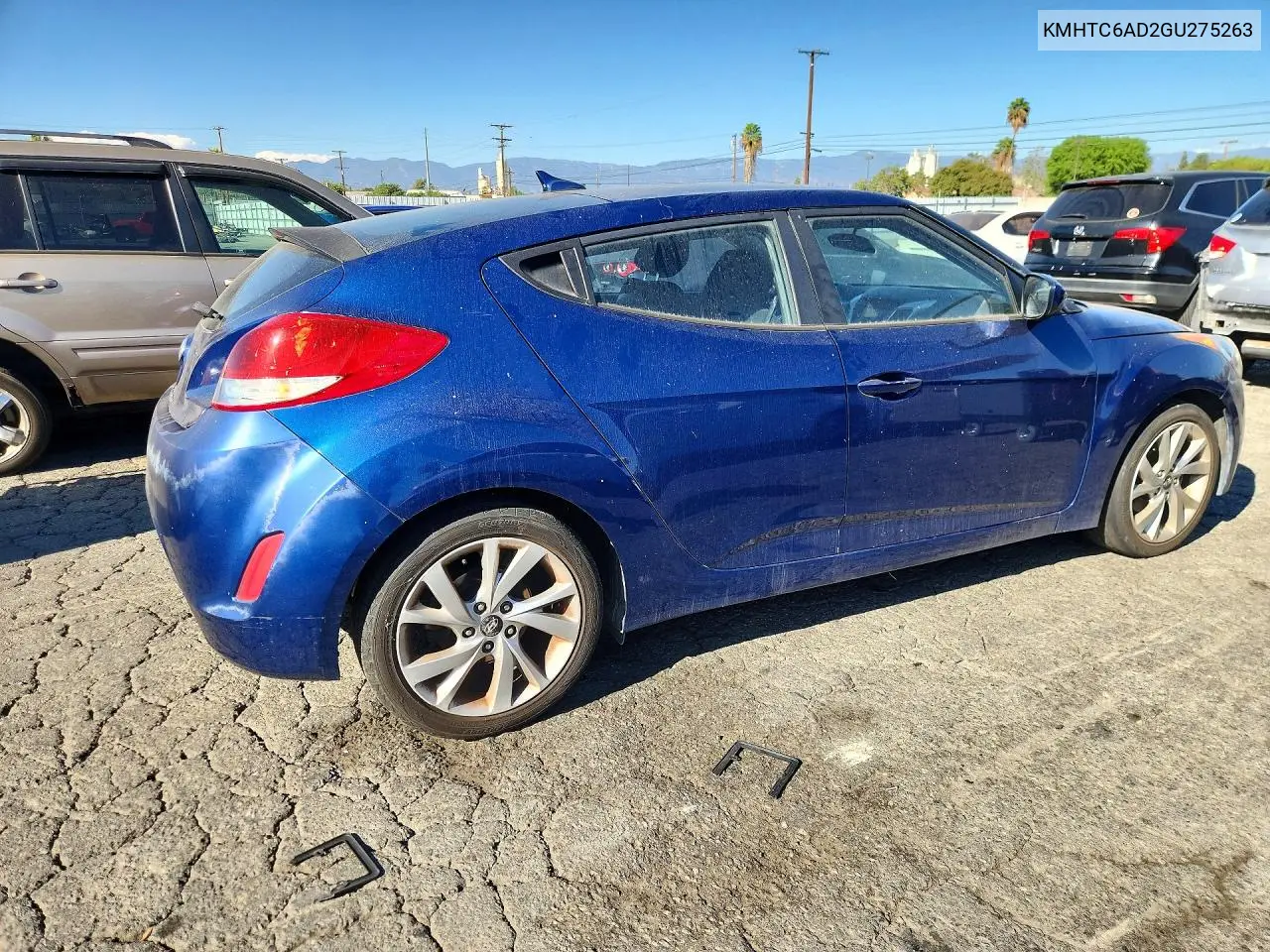 2016 HYUNDAI VELOSTER VIN KMHTC6AD2GU275263 — фото 3