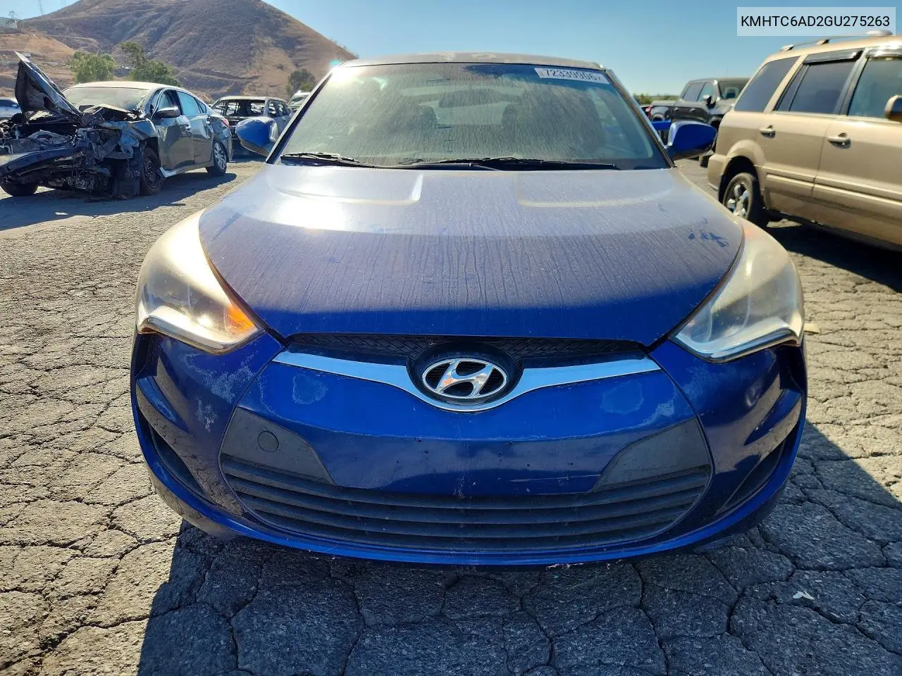 2016 HYUNDAI VELOSTER VIN KMHTC6AD2GU275263 — фото 5