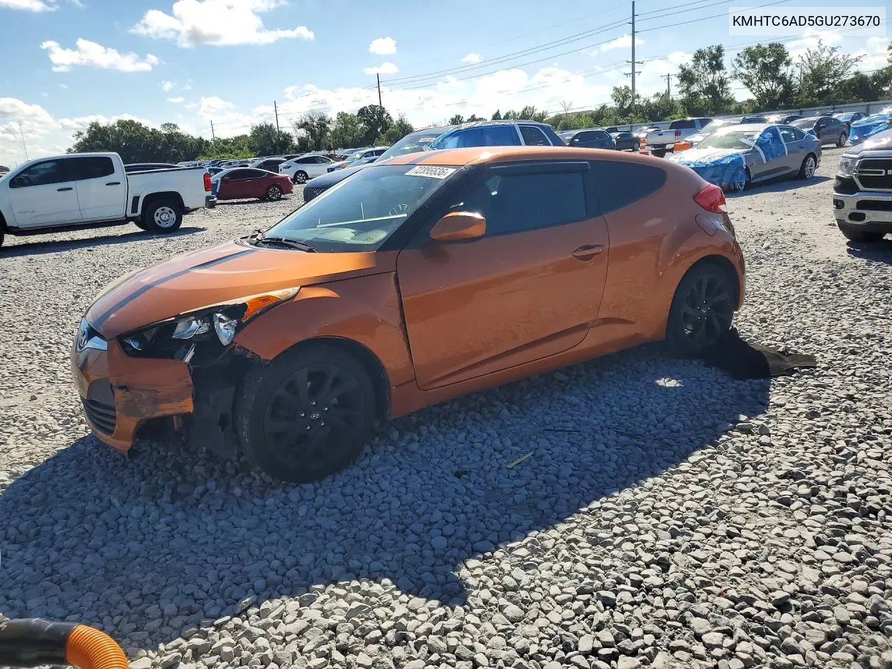 HYUNDAI VELOSTER 2016, VIN KMHTC6AD5GU273670