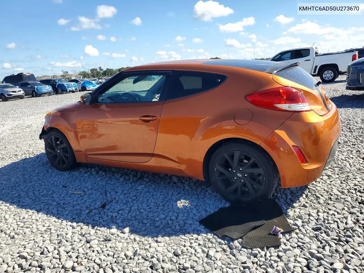 2016 HYUNDAI VELOSTER VIN KMHTC6AD5GU273670 — фото 2