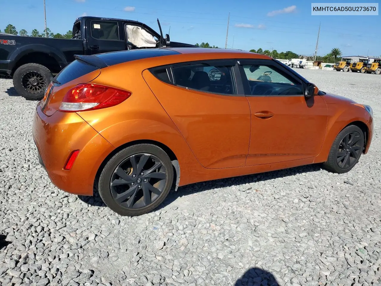 2016 HYUNDAI VELOSTER VIN KMHTC6AD5GU273670 — фото 3