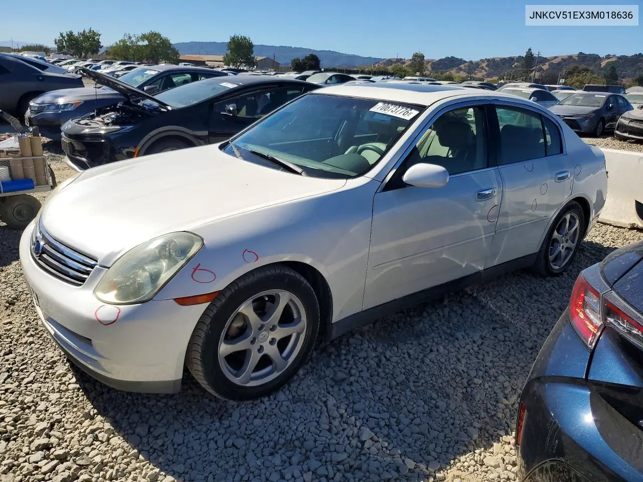 INFINITI G 2003, VIN JNKCV51EX3M018636