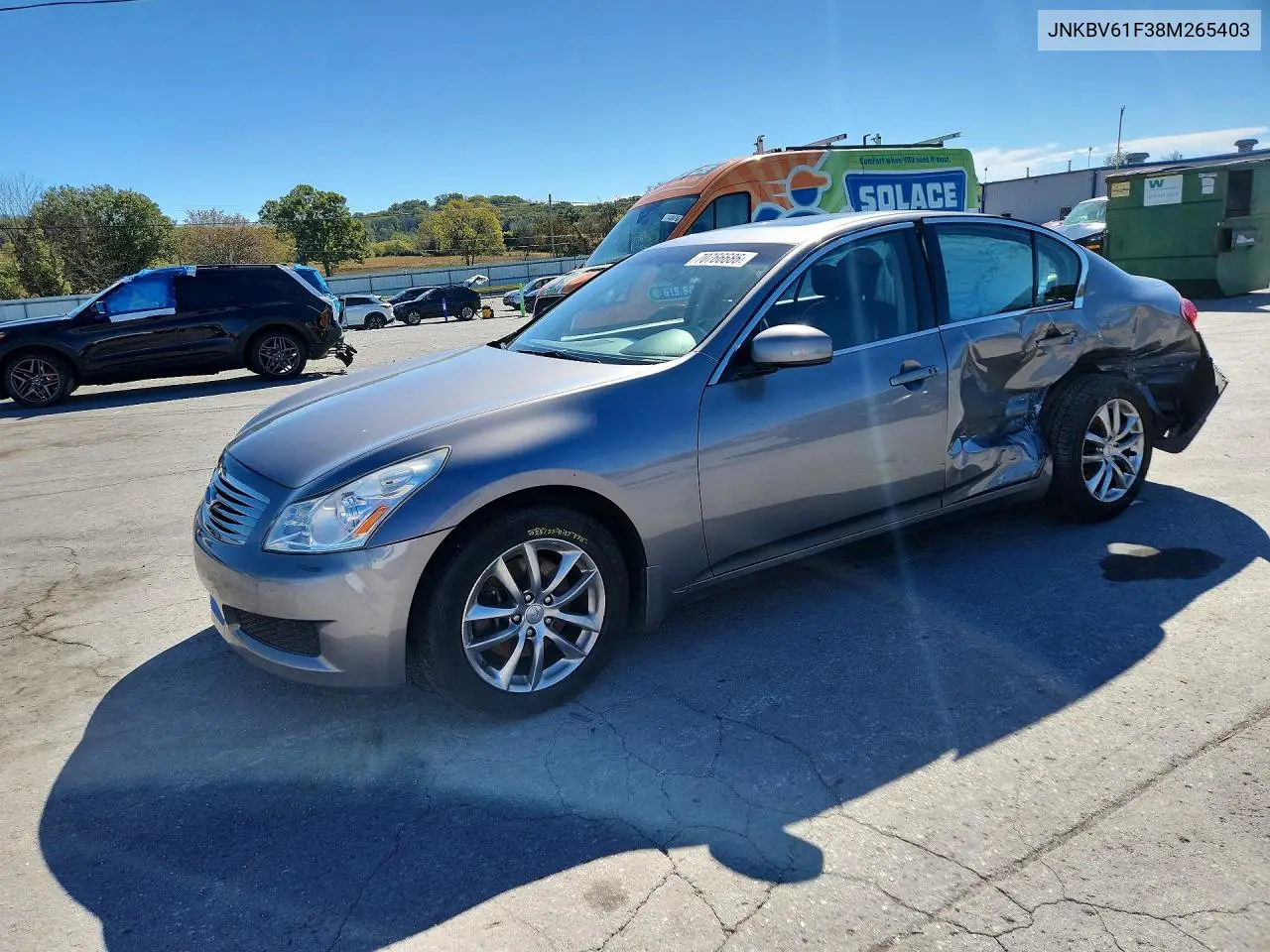 INFINITI G 2008, VIN JNKBV61F38M265403