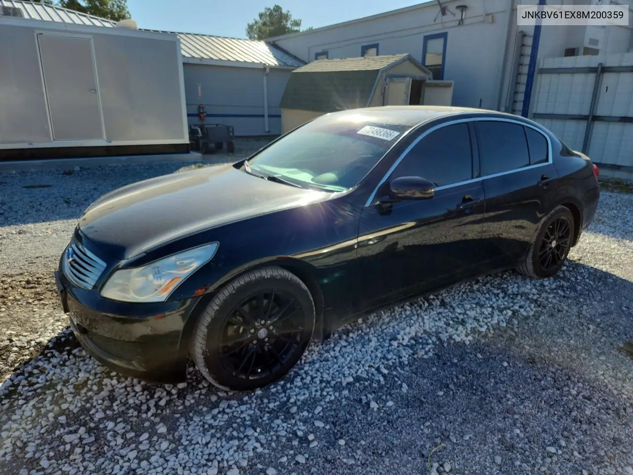 INFINITI G 2008, VIN JNKBV61EX8M200359