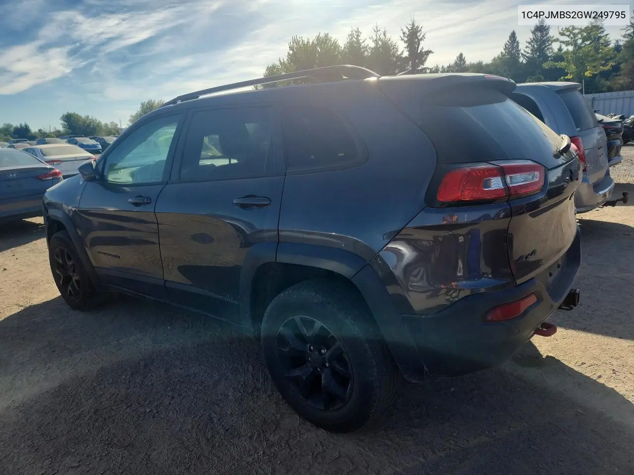 2016 JEEP CHEROKEE VIN 1C4PJMBS2GW249795 — фото 2