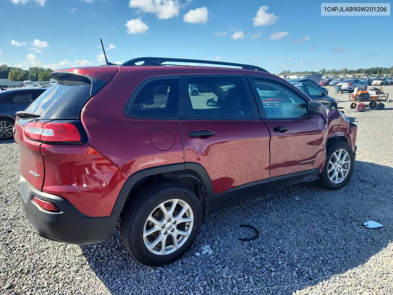 2016 JEEP CHEROKEE VIN 1C4PJLAB9GW201206 — фото 3