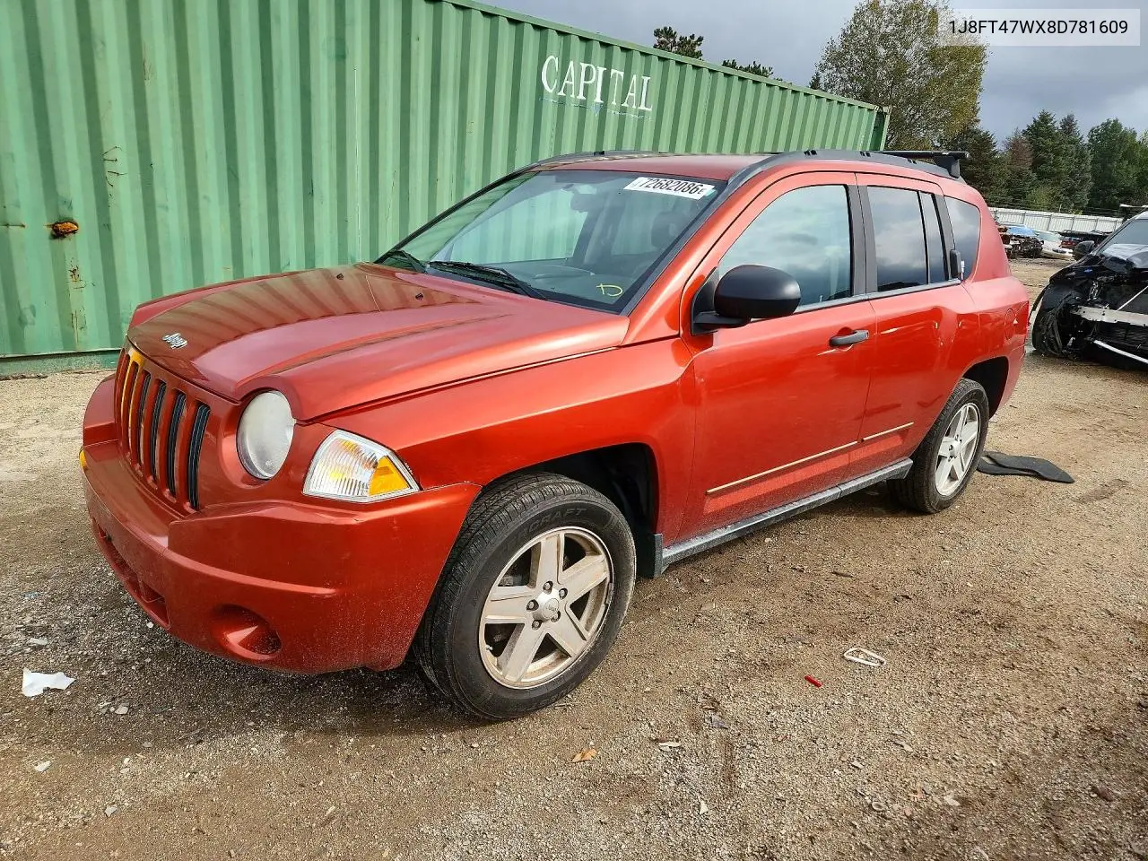 JEEP COMPASS 2008, VIN 1J8FT47WX8D781609