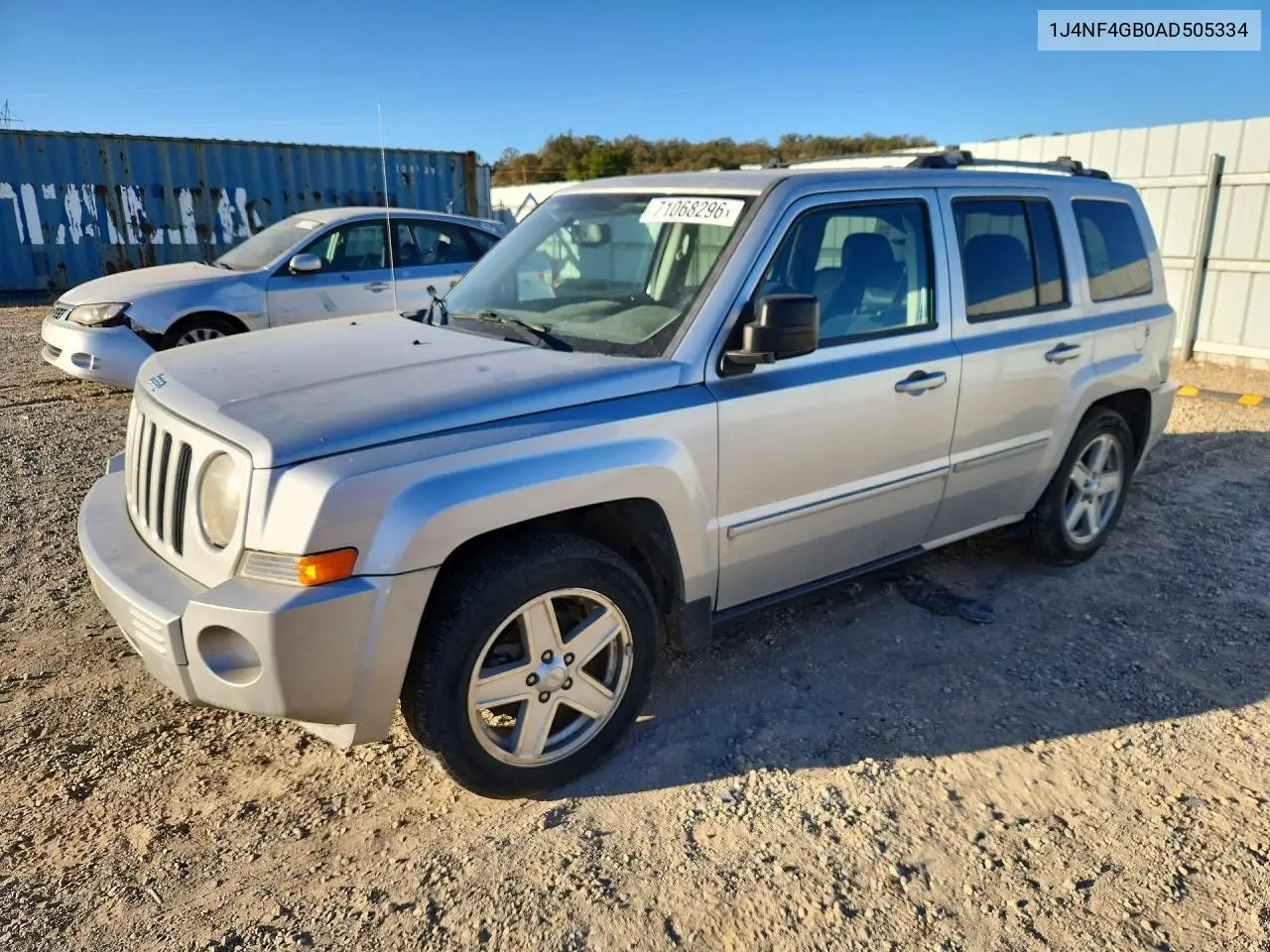 JEEP LIBERTY (PATRIOT) 2010, VIN 1J4NF4GB0AD505334