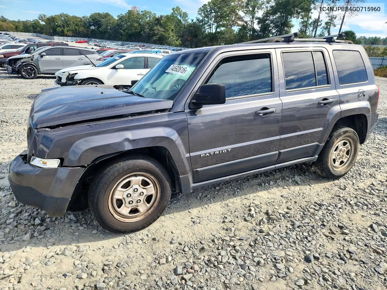 JEEP LIBERTY (PATRIOT) 2016, VIN 1C4NJPBB4GD715960