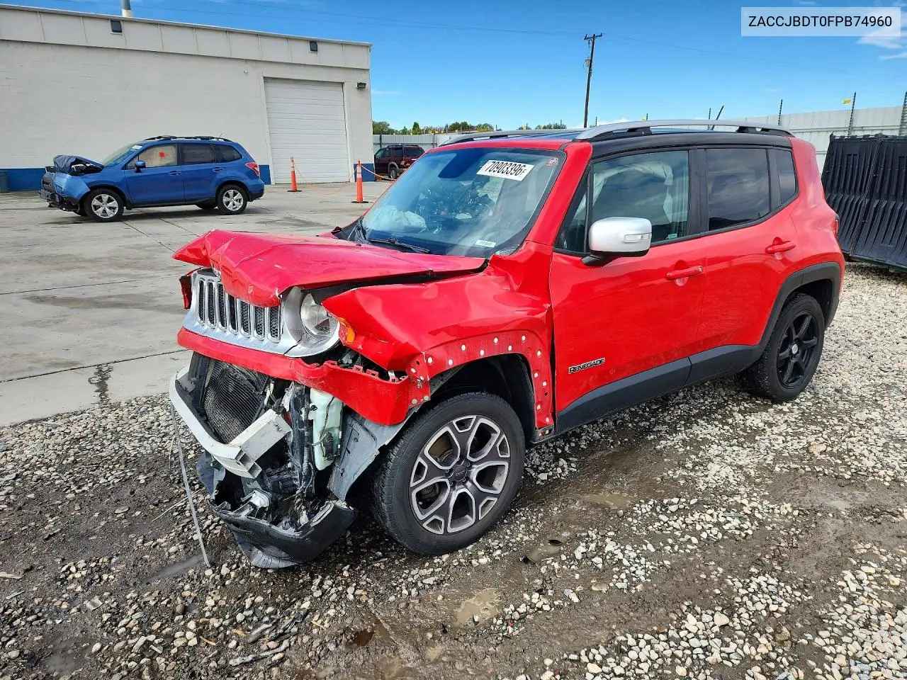 JEEP RENEGADE 2015, VIN ZACCJBDT0FPB74960