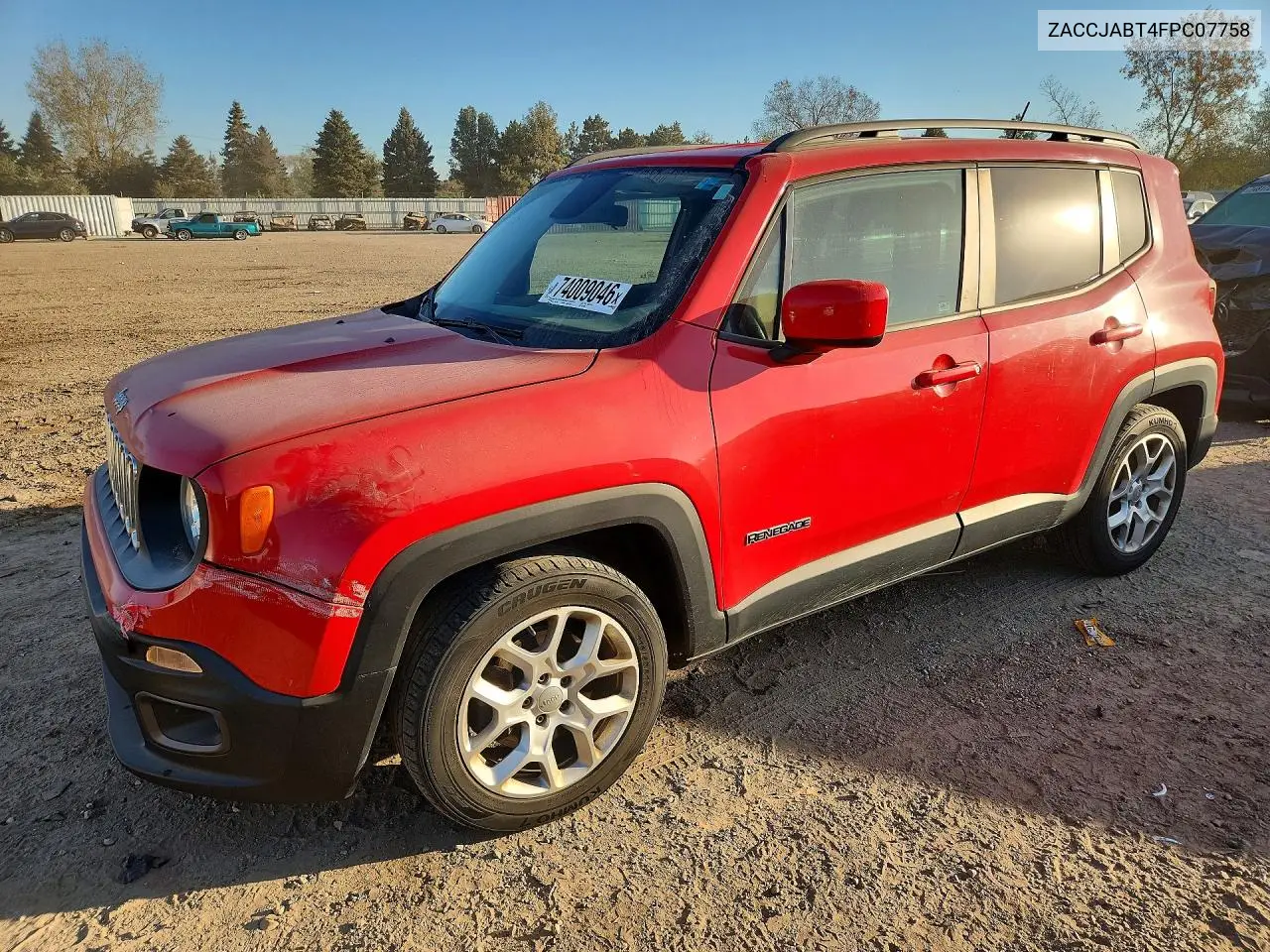 JEEP RENEGADE 2015, VIN ZACCJABT4FPC07758