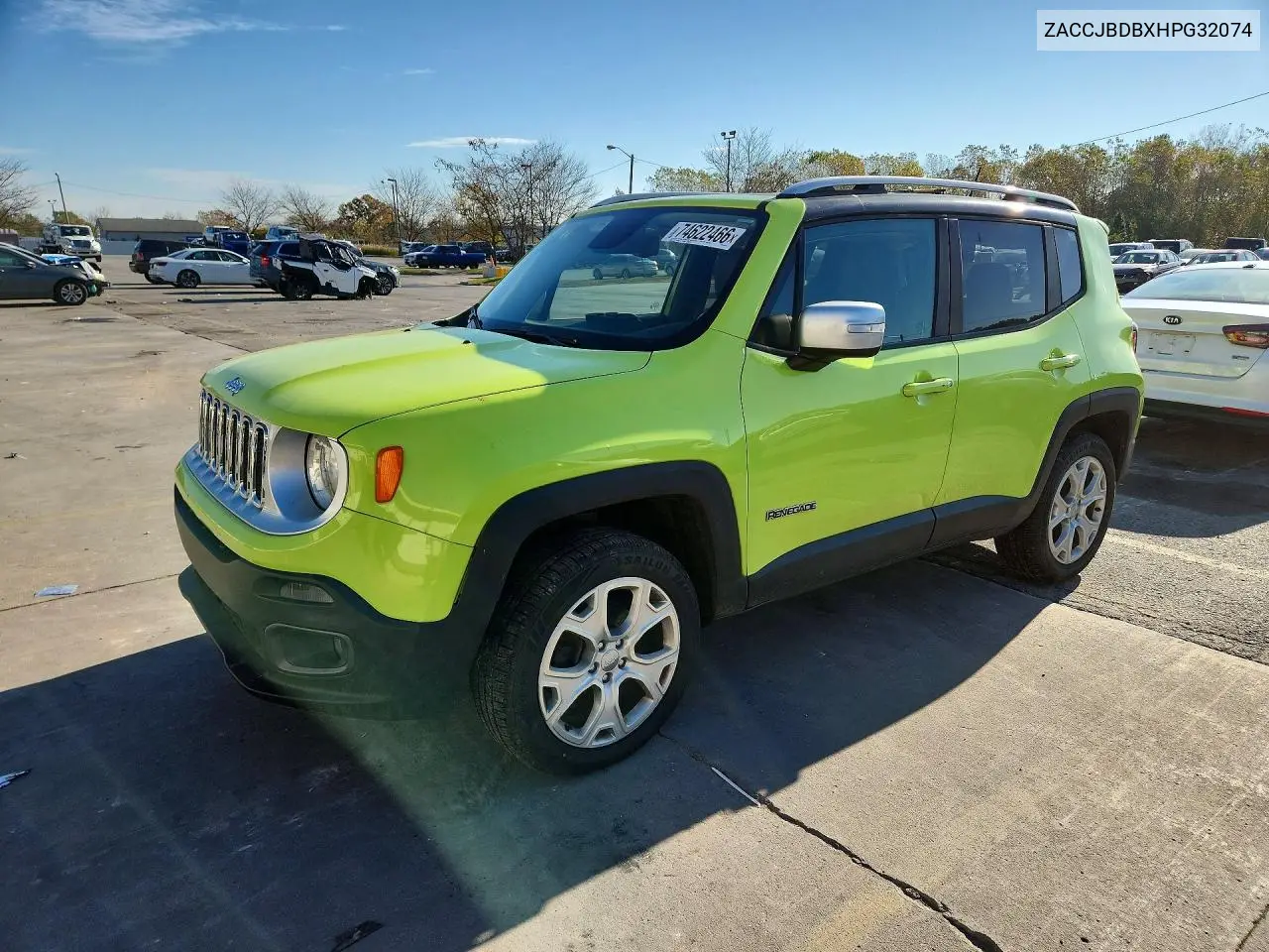JEEP RENEGADE 2017, VIN ZACCJBDBXHPG32074