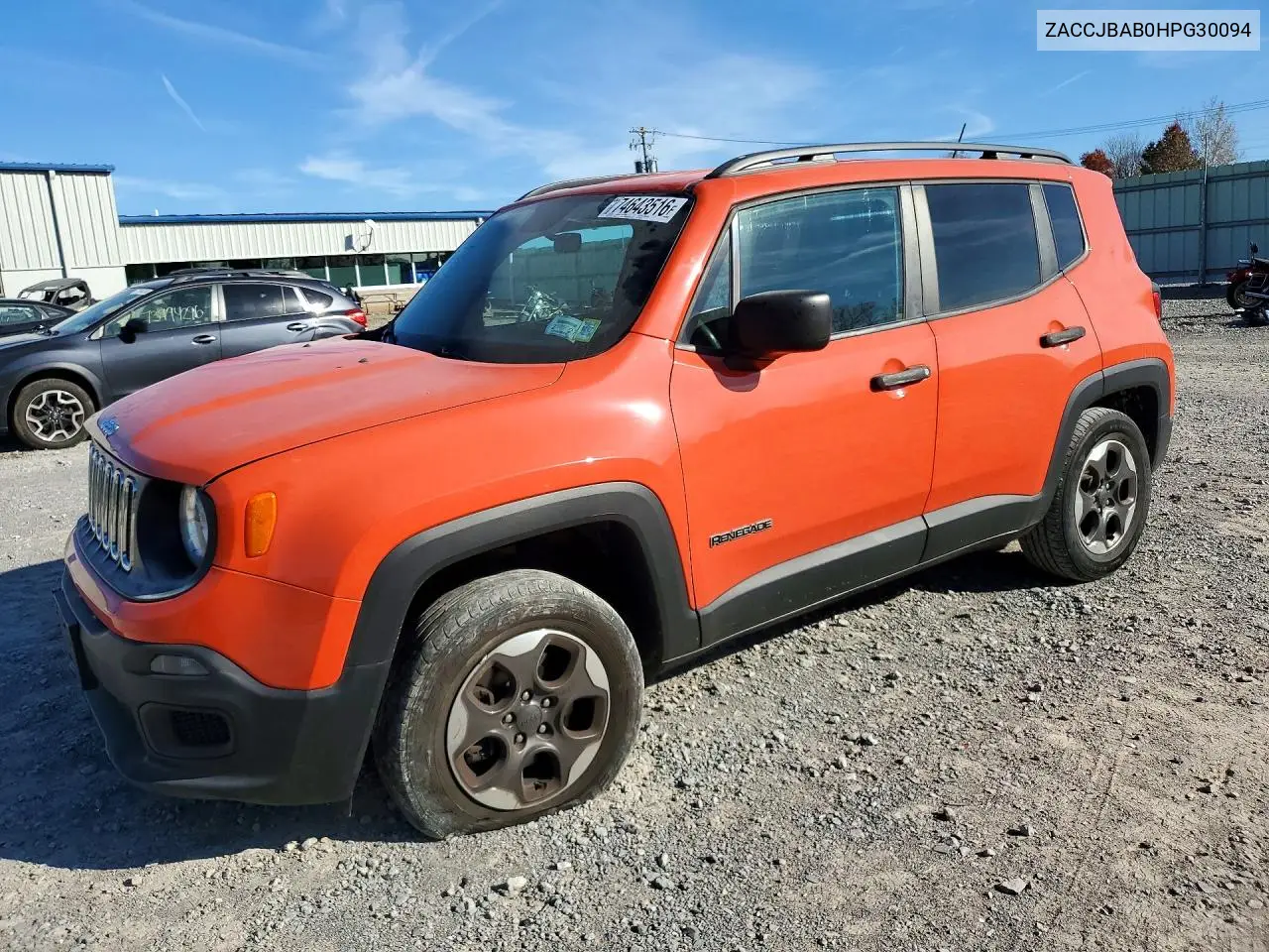 JEEP RENEGADE 2017, VIN ZACCJBAB0HPG30094