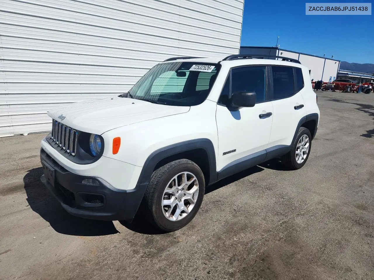 JEEP RENEGADE 2018, VIN ZACCJBAB6JPJ51438