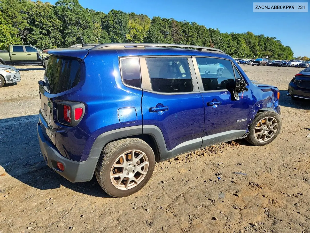 2019 JEEP RENEGADE VIN ZACNJABB0KPK91231 — фото 3