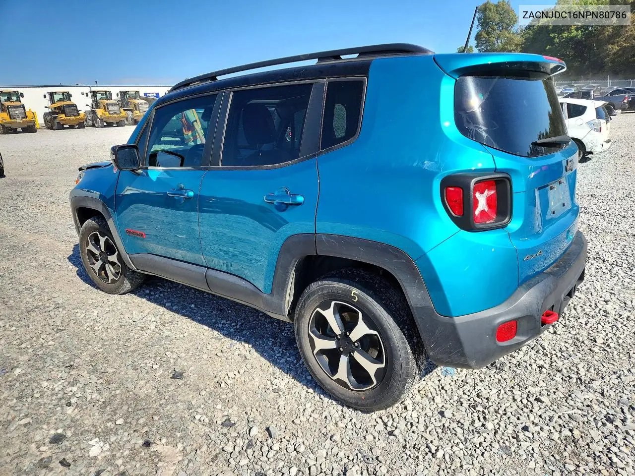 2022 JEEP RENEGADE VIN ZACNJDC16NPN80786 — фото 2