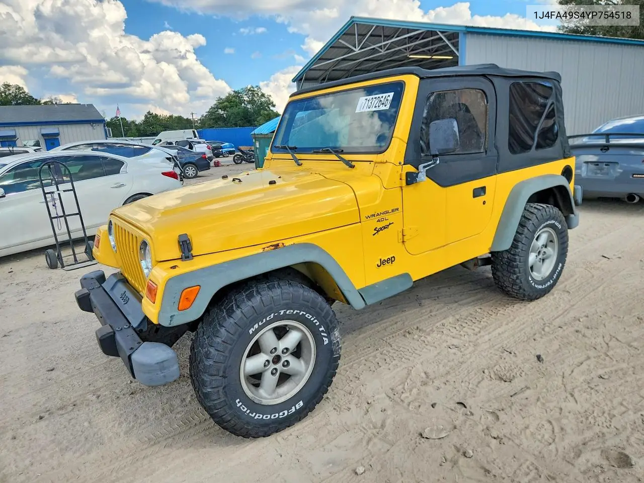 JEEP WRANGLER 2000, VIN 1J4FA49S4YP754518