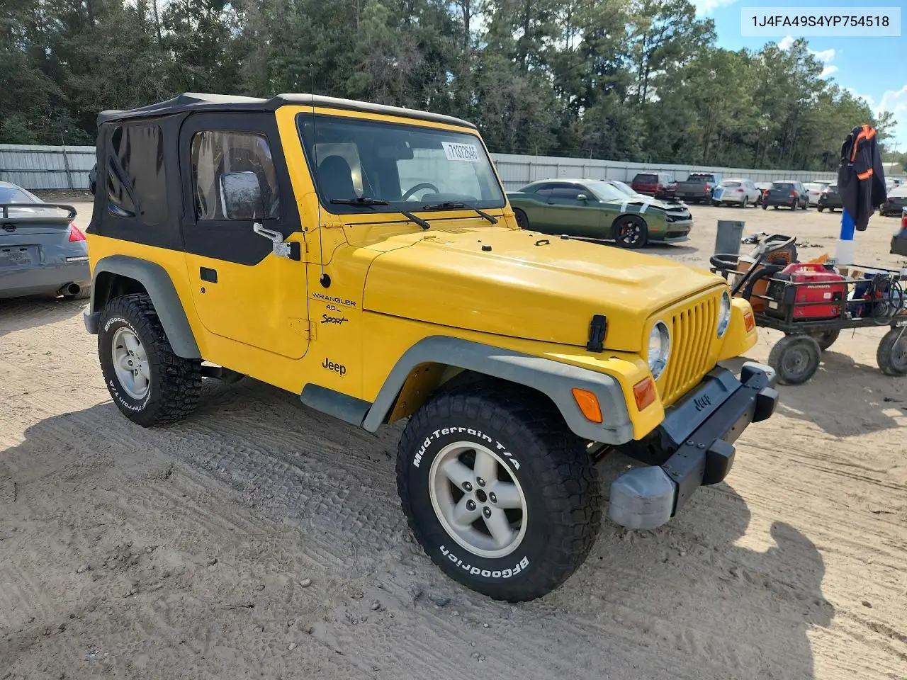 2000 JEEP WRANGLER VIN 1J4FA49S4YP754518 — фото 4