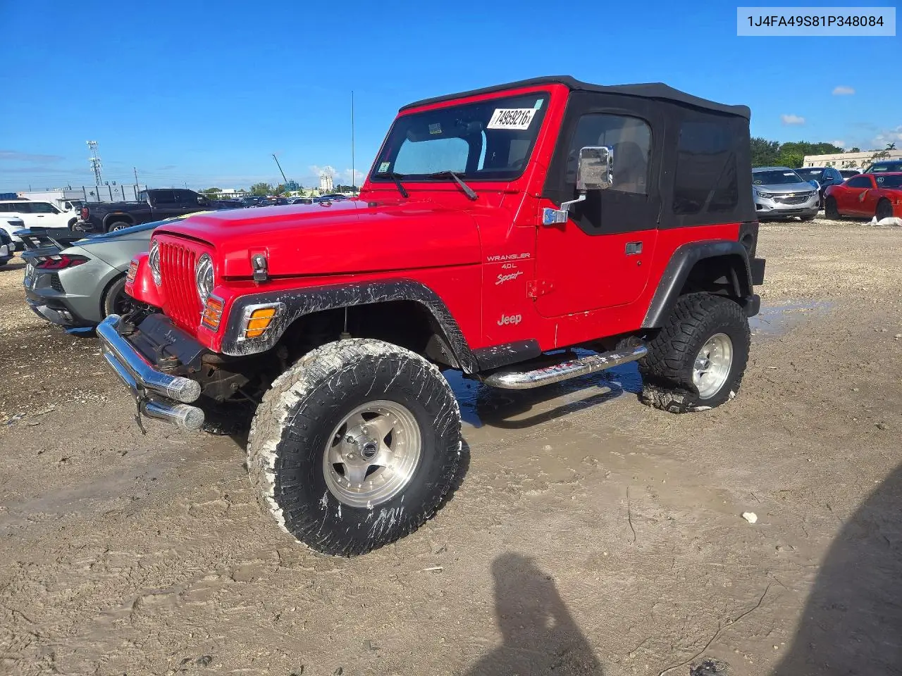 JEEP WRANGLER 2001, VIN 1J4FA49S81P348084