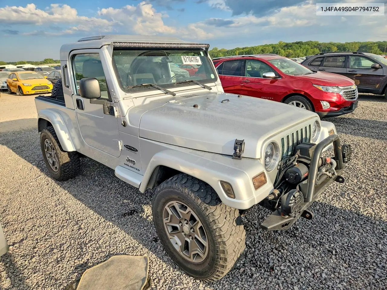 2004 JEEP WRANGLER VIN 1J4FA49S04P794752 — фото 4