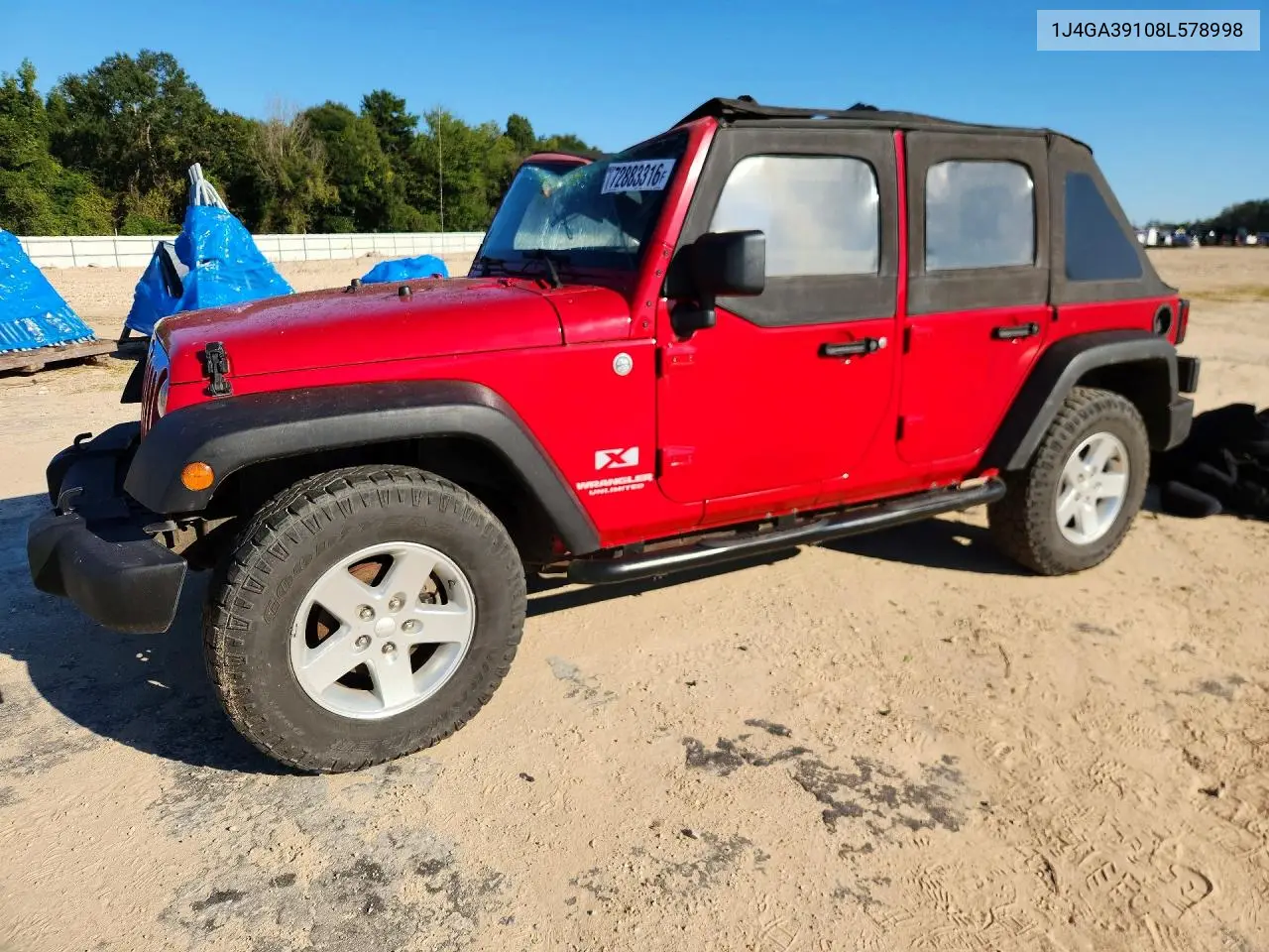 JEEP WRANGLER 2008, VIN 1J4GA39108L578998