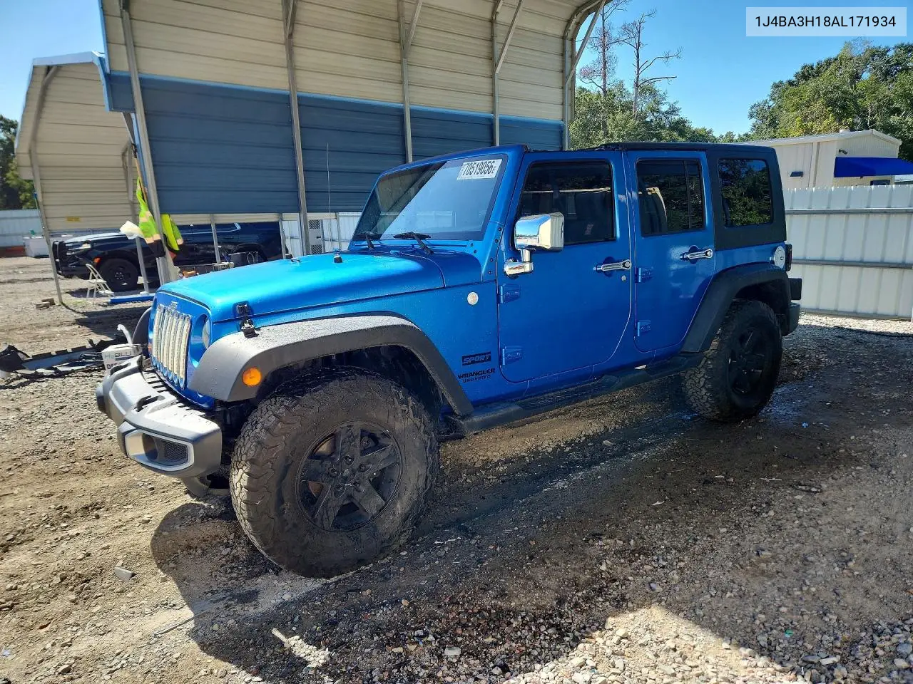 JEEP WRANGLER 2010, VIN 1J4BA3H18AL171934