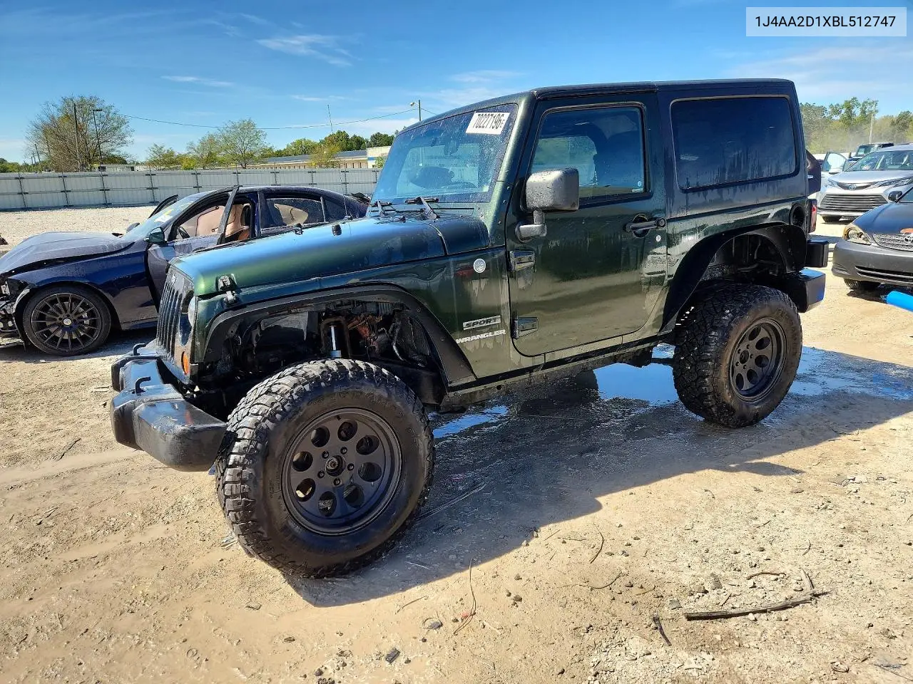 JEEP WRANGLER 2011, VIN 1J4AA2D1XBL512747
