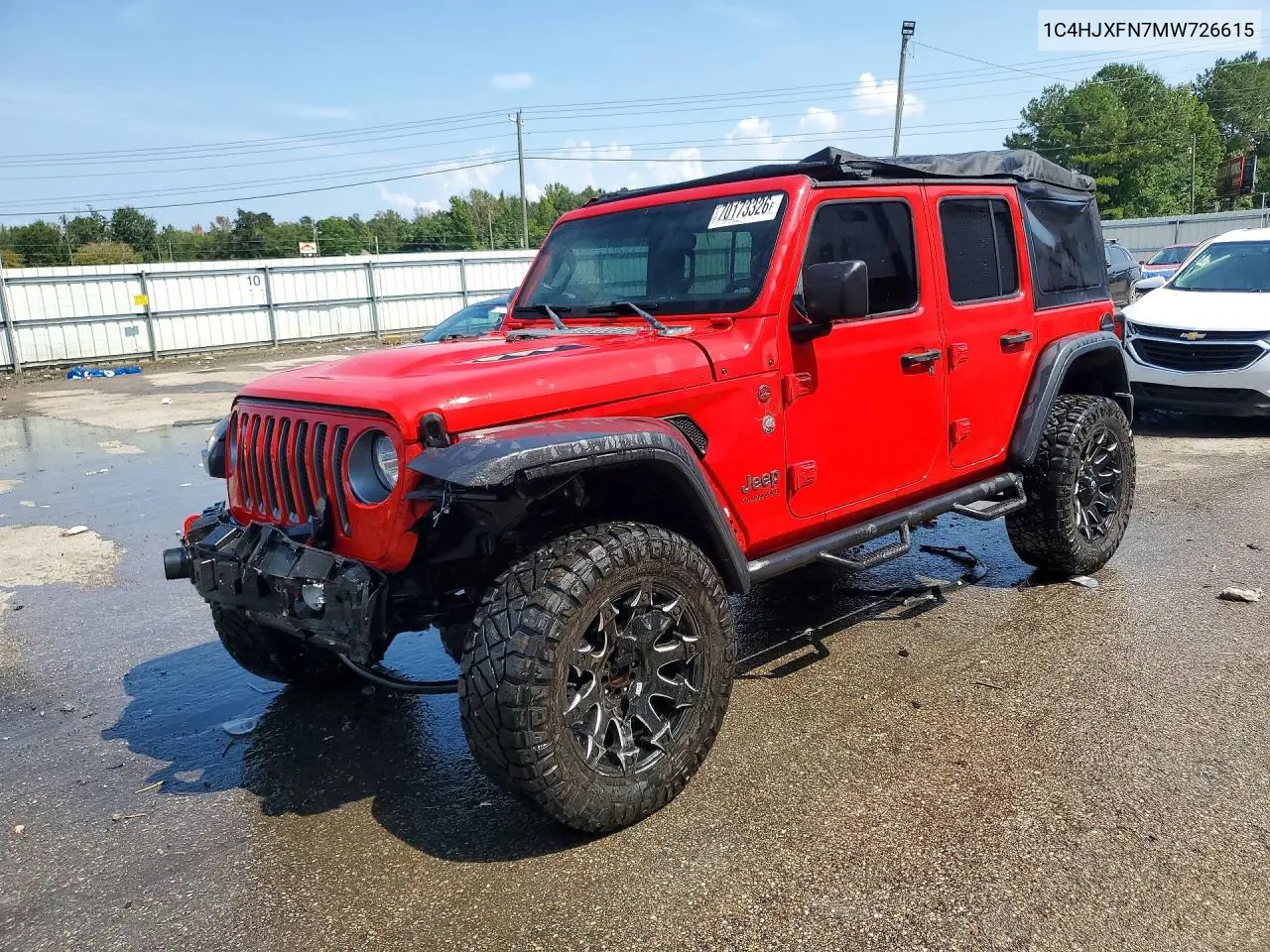 JEEP WRANGLER 2021, VIN 1C4HJXFN7MW726615
