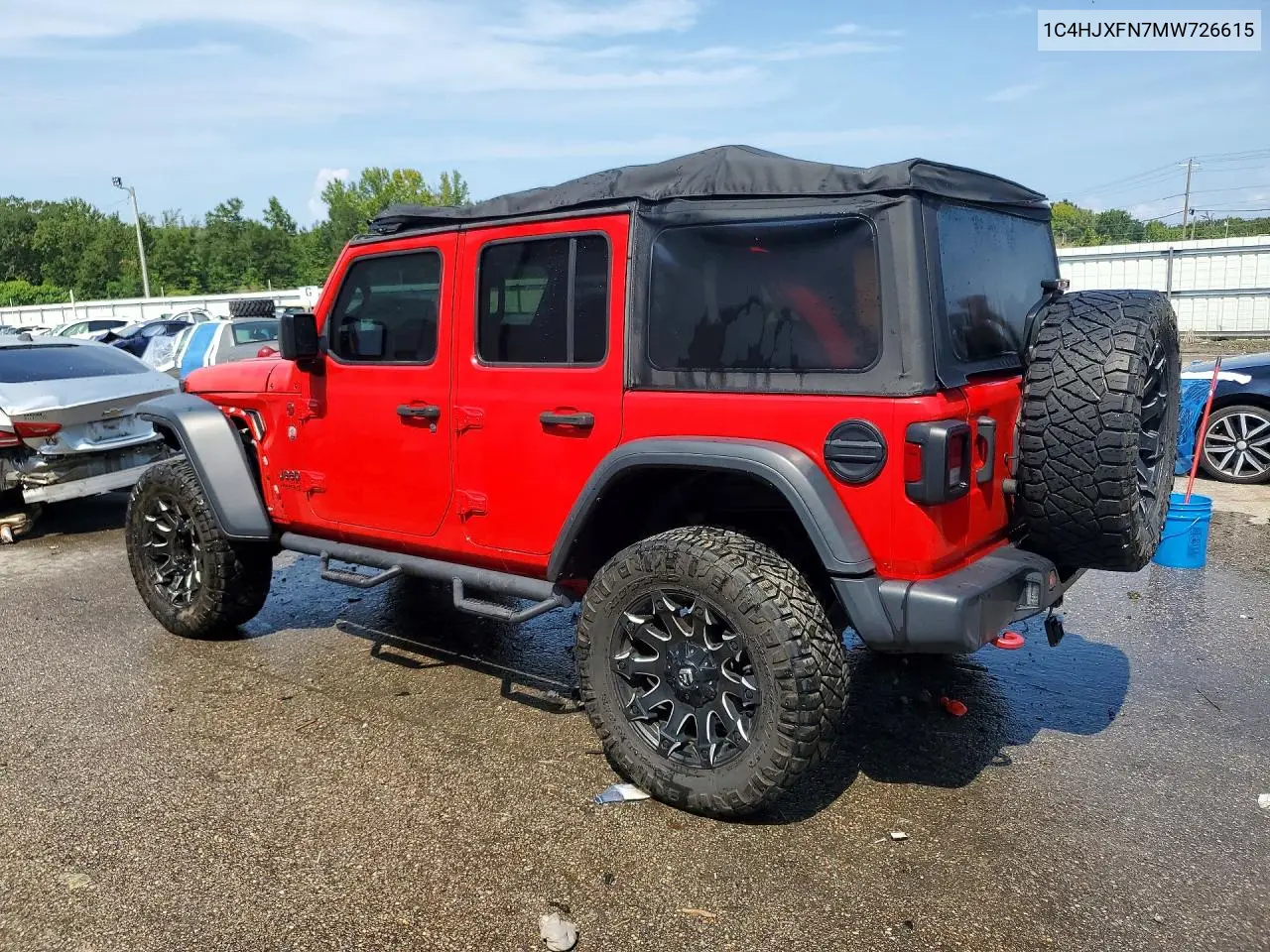 2021 JEEP WRANGLER VIN 1C4HJXFN7MW726615 — фото 2