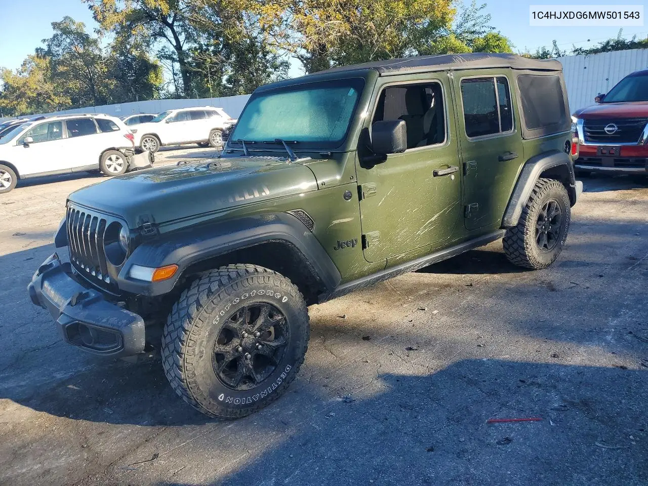 JEEP WRANGLER 2021, VIN 1C4HJXDG6MW501543