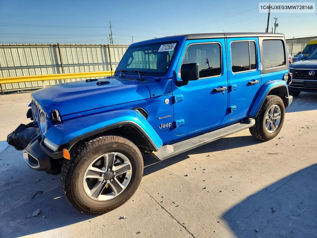 JEEP WRANGLER 2021, VIN 1C4HJXEG3MW728168