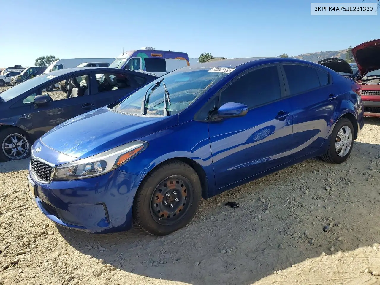 KIA FORTE 2018, VIN 3KPFK4A75JE281339