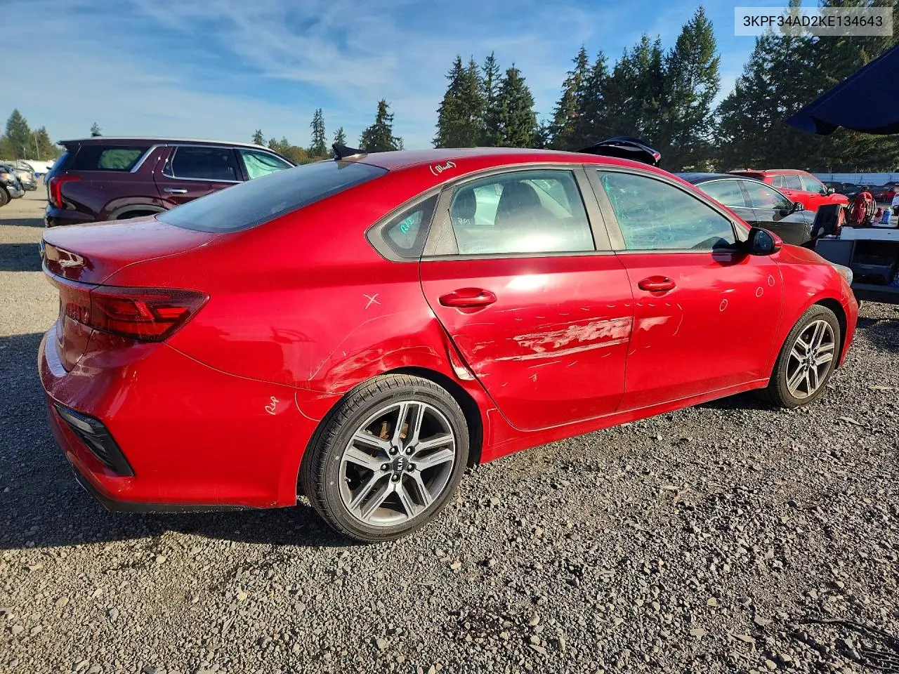 2019 KIA FORTE VIN 3KPF34AD2KE134643 — фото 3
