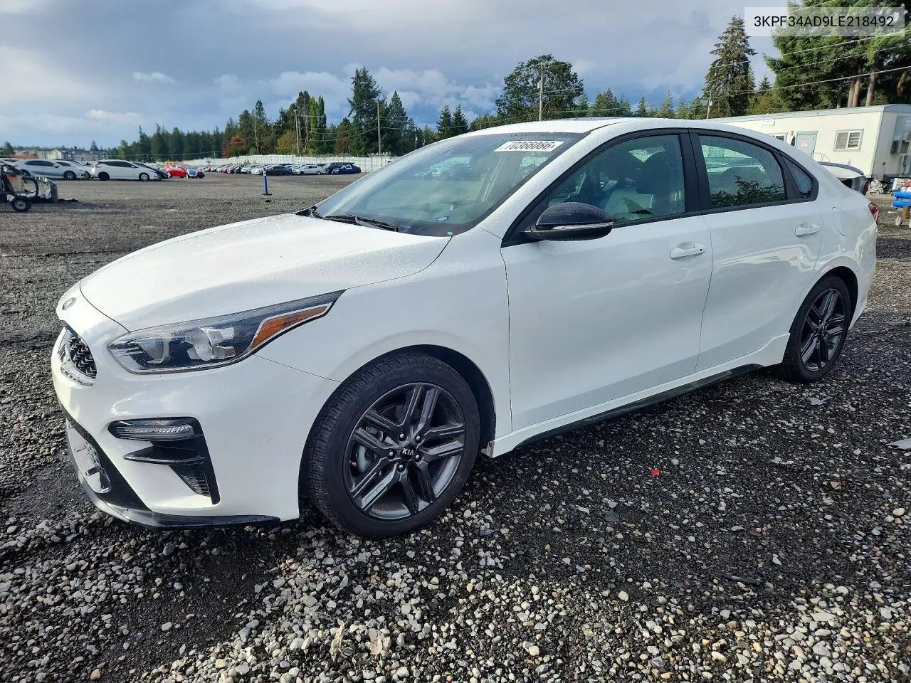 KIA FORTE 2020, VIN 3KPF34AD9LE218492
