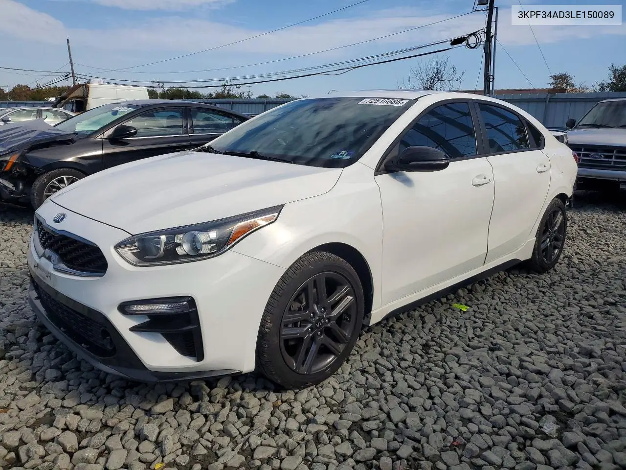 KIA FORTE 2020, VIN 3KPF34AD3LE150089