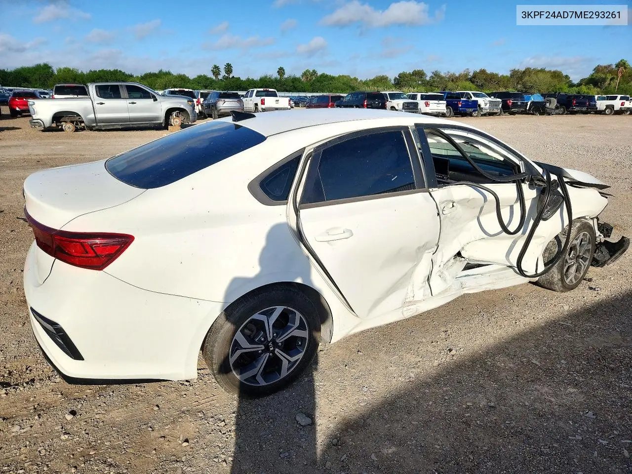 2021 KIA FORTE VIN 3KPF24AD7ME293261 — фото 3