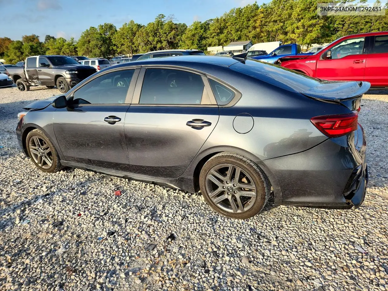 2021 KIA FORTE VIN 3KPF34AD0ME292451 — фото 2