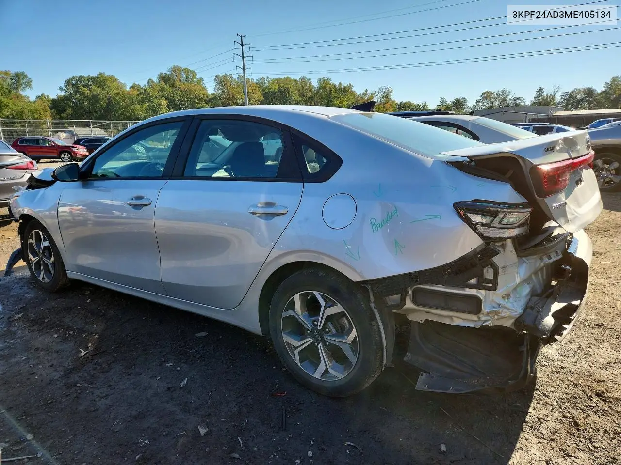 2021 KIA FORTE VIN 3KPF24AD3ME405134 — фото 2
