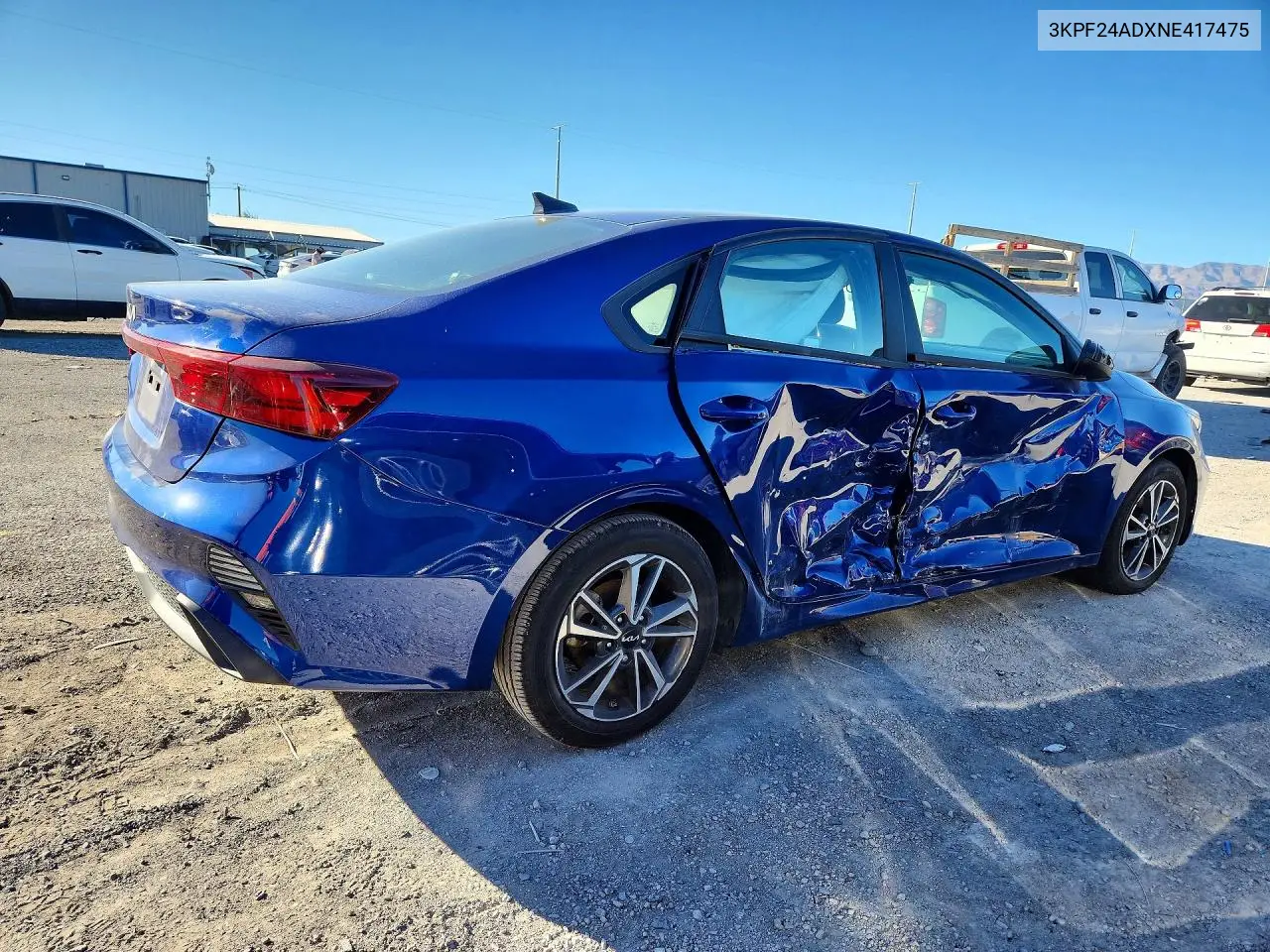2022 KIA FORTE VIN 3KPF24ADXNE417475 — фото 3